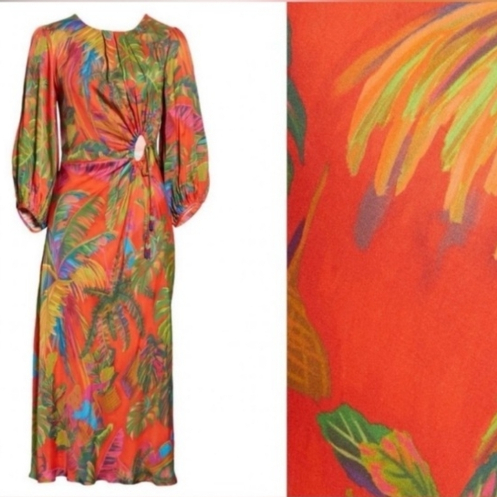Farm Rio Urban Jungle Midi Dress S Tropical
